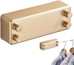 Uittrekbare Waslijn - Droogrek Dubbel - Kleding Drogen - Zonder Boren - 1 Meter - Goud — thumbnail 5