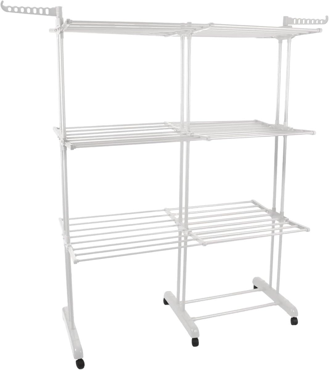 Droogrek Toren - Wasdroger Uittrekbaar - Kleding Drogen - Opvouwbare Vleugels - 75-132cm - Wit — afbeelding 1