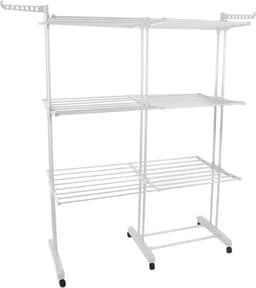 Droogrek Toren - Wasdroger Uittrekbaar - Kleding Drogen - Opvouwbare Vleugels - 75-132cm - Wit — thumbnail 1