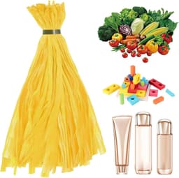 Mesh Produce Zakjes - Herbruikbare Netten - Keuken Organiseren - Met Trekkoordsluiting - 40 cm - Geel — thumbnail 5