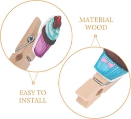 Houten Wasknijpers - Mini Clips - Decoratief Knutselen - IJsjespatroon Ontwerp - 100 Stuks - Diverse Kleuren — thumbnail 5