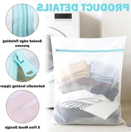 Grote wasnetten voor fijne kleding, 60 x 80 cm, met ritssluiting, ideaal voor jassen, beddengoed en gordijnen — thumbnail 5