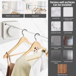 Waslijn Intrekbaar - Drooglijn Muur - Kleding Drogen - Voorkomt Doorzakken - 4.2 Meter - Wit — thumbnail 5