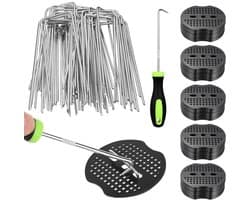 Grondankers Set - Worteldoek Haken - Tuin Bevestigen - Roestbestendig Staal - 50 Stuks - Zilver