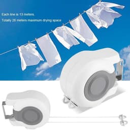 Dailygoods- Kledingdrooglijn 13m - Wandgemonteerd - Intrekbaar - Dubbele Lijn - Ruimtebesparend - Geschikt voor Binnen/Buiten - Waslijn — thumbnail 3