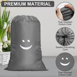 Dailygoods - Waszak voor reizen - Waterdicht - Grote capaciteit - Grijs - Vuile was wasverzamelaar - Perfect voor studentenhuizen en camping — thumbnail 4