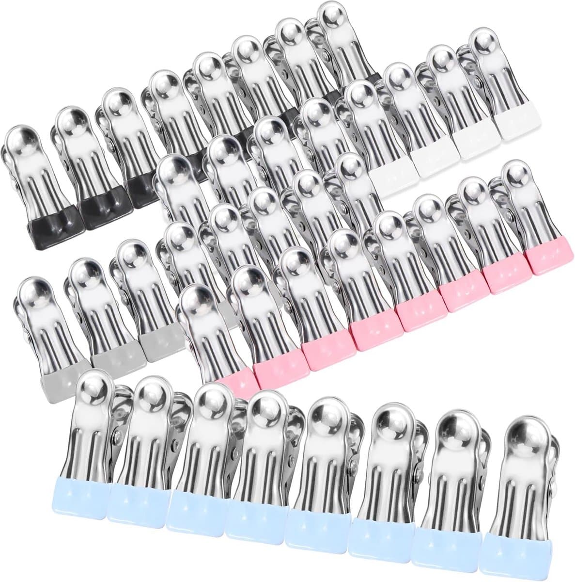 Wasknijpers Roestvrij Staal - Antislip Clips - Kleding Drogen - Niet-afgevend Rubber - 40 Stuks - 5 Kleuren — afbeelding 1