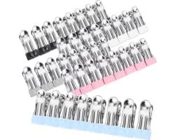 Wasknijpers Roestvrij Staal - Antislip Clips - Kleding Drogen - Niet-afgevend Rubber - 40 Stuks - 5 Kleuren