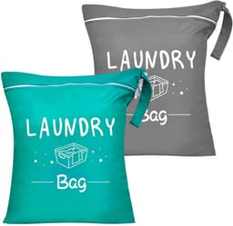 Dailygoods- Waszak 2-delige set - Waterdichte waszak - Opvouwbare waszak - Geschikt voor sportkleding - Met draagtas en ritssluiting - Lichtgewicht en multifunctioneel - Wasmand — thumbnail 1