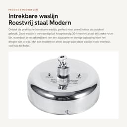 Dailygoods- Intrekbare Waslijn - Roestvrij Staal - Gevlochten Nylon Lijn - Draagvermogen 10 kg - Voor Binnen/Buiten - Eenvoudig te Installeren — thumbnail 1