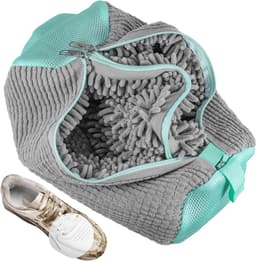 2-in-1 Schoenwaszak voor de Wasmachine, Herbruikbare Waszak voor Schoenen met Rits en 360° Reiniging, Ideaal voor Sneakers en Sportschoenen, Grijs — thumbnail 1