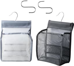 Wasknijperzakken Set - Opberghangers Organizer - Huishouden Organiseren - Mesh Ontwerp - 20 x 10 x 24 cm - Zwart Grijs — thumbnail 1