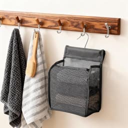 Wasknijperzakken Set - Opberghangers Organizer - Huishouden Organiseren - Mesh Ontwerp - 20 x 10 x 24 cm - Zwart Grijs — thumbnail 2