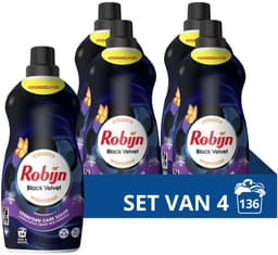 Robijn - Klein & Krachtig Wasmiddel Black Velvet 34 Wasbeurten - 4 x 1,19 liter - Voordeelverpakking — thumbnail 1