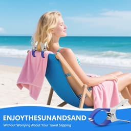 Strandlaken Clips - Handdoekhouders - Strand Stoelen - Roestvrij Staal - 12x6.5cm - Blauw — thumbnail 4