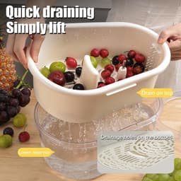 Fruit Reiniger - Groente Wasmachine - Hygiënisch Eten - Grote Capaciteit Kom - 34x29x18 cm - Roze — thumbnail 5