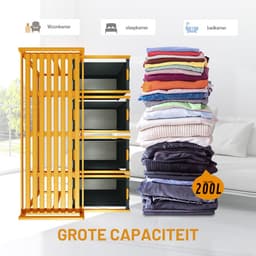 Core® Wassorteerder 4 vakken - Wasmand 4 vakken 200 Liter - Wasmand Met Opbergplank – Grijs - 81cm x 42cm x 80cm — thumbnail 4
