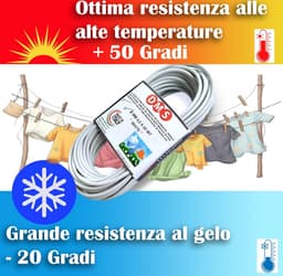Waslijn voor buiten - Gecoate staalkabel - Was ophangen - Gemaakt in Italië - 20 meter - Zwart — thumbnail 3