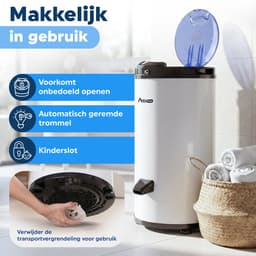Amenzo® - Centrifuge - Wit - Droogzwierder - 2800 RPM - 6kg Capaciteit - Mini Wasmachine - Centrifuge voor Wasgoed — thumbnail 4