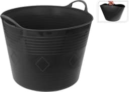 Excellent Houseware Flexibele wasmand - 2x - zwart - 40 liter - kunststof - 50 x 45 cm - met handvatten — thumbnail 2