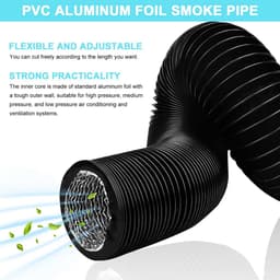 Flexibele Afzuigslang PVC Zwart - Aluminium Luchtkanaal 125 mm x 2,5m voor Afzuigkap, Badkamer & Droger - Inclusief Klemmen — thumbnail 4