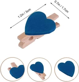 50 stuks - Blauwe mini-wasknijpers - kleine wasknijpers - 3 cm fotoknijpers met hart - met hartdesign - voor kinderen, kaarthouders en decoratie - diepblauw - 3×1.7cm — thumbnail 2
