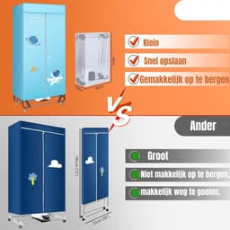 Nexvo® Elektrisch Droogrek - Droogrek - Droogrek Elektrisch - 150cm Hoog - 1500W - Lichtblauw - ‎80cm x 47cm x 170cm — thumbnail 2
