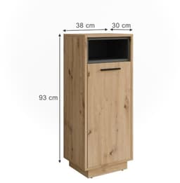 Droogkast Beatrice - Artisan eiken/antraciet, 38 x 93 cm met uitneembare wasmand — thumbnail 4