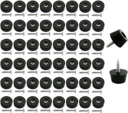 50 stuks middelgrote harde rubberen bumpervoeten met roestvrij ring en schroeven, zacht, antislip, geen markering, fijne handgrepen voor apparaten, meubels, elektronica (1,5 cm) — thumbnail 1