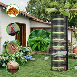 Opvouwbaar Droogrek met Rits - 6 lagen - Zwart - Φ60cm — thumbnail 4