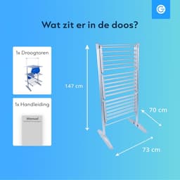 RFWR® Inklapbare Verwarmde Droogtoren met 20 Stangen – Energiezuinig Wasrek voor Binnengebruik – Ruimtebesparend Ontwerp 73x70x147 CM – Veilig voor Kinderen en Huisdieren — thumbnail 5