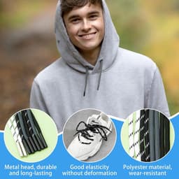 Allecto Plus - Vervangend Trekkoord van 162cm - Set van 4 - Katoenen Touw voor Kleding en Tassen - Duurzame Metalen Punten - 4 Kleuren — thumbnail 2