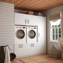 Wasophoogte® Wasmachine Kast Kyoto - Wasmachine verhoger - Wasmachine ombouw - 700(D)*1330(B)*2110(H) mm - Wit — thumbnail 4
