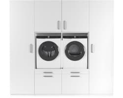 Wasophoogte® Wasmachine Kast Vienna - Wasmachine verhoger - Wasmachine ombouw - 700(D)*2530(B)*2350(H) mm - Wit
