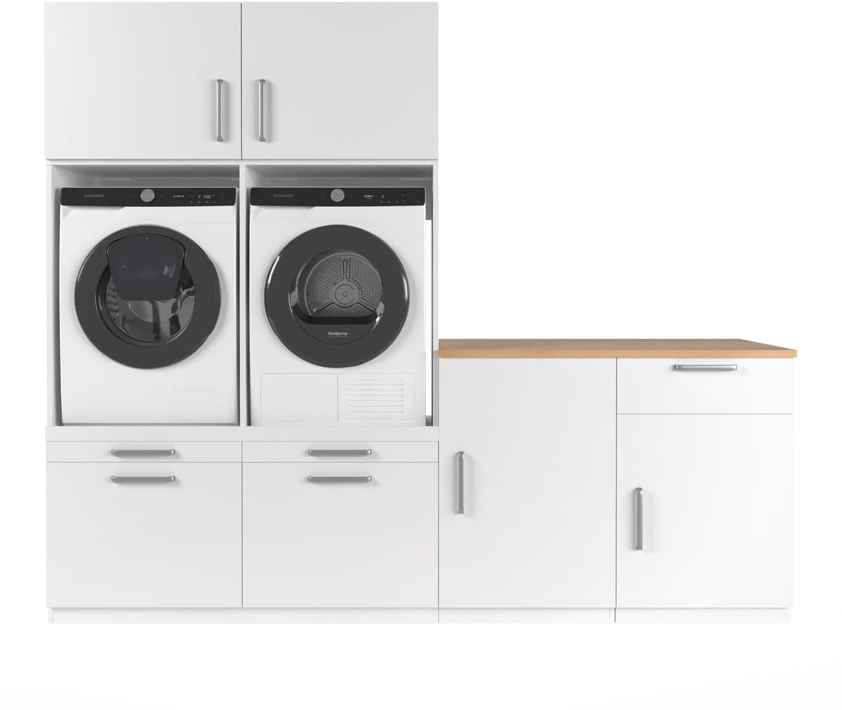Wasophoogte® Wasmachine Kast Chicago - Wasmachine verhoger - Wasmachine ombouw - 700(D)*2530(B)*2110(H) mm - Wit — afbeelding 1