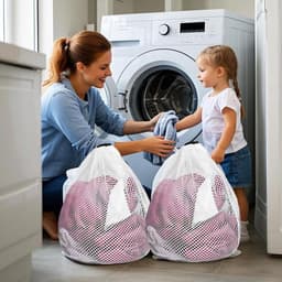 Allecto Plus - Waszakken 30 x 40 cm, 4 Stuks - Koordgazen Waszak voor Wasmachine - Ideaal voor BH, Sokken, Babykleding - Duurzame Wasmachinezak - Wit — thumbnail 4