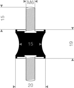 Rubbermagazijn - Tailledemper Type A/F 20/15x19mm - M6 - Set 10 stuks — thumbnail 2