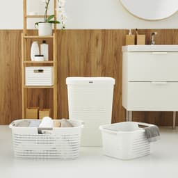 Rotho COUNTRY - Wasmand met Deksel - 55L - wit — thumbnail 3
