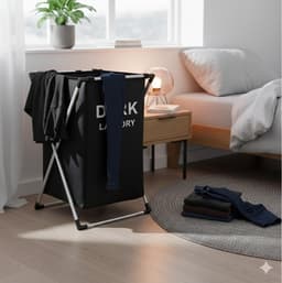 Benson Wasmanden set - 2x 60 Liter compartiment - Light / Dark - 39 x 38 x 60 cm - aluminium frame — thumbnail 2