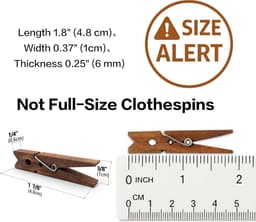 Houten Was Knijpers - Kleine Knijpers - Hobby en Knutselen - Natuurlijk Birch Hout - 50 Stuks - Diverse Kleuren — thumbnail 5