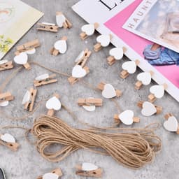 100 Mini Houten Hartvormige Kledinghangers voor Foto's en Knutselen met Jute Touw — thumbnail 5