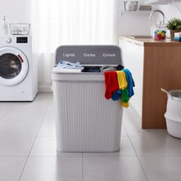 Wasmand 2 vakken - 100 liter - bamboe - wit — thumbnail 4