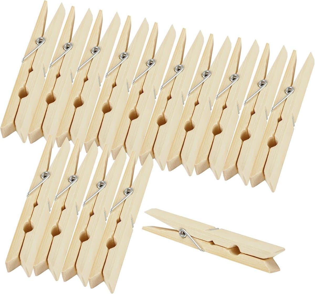 Set van 24 Bamboe Wasknijpers - Duurzame Houten Waslijn Clips voor Wasgoed en Knutselprojecten — afbeelding 1