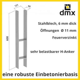 H-anker 12 x 12 voor beton - Duurzaam paalanker voor houten elementen — thumbnail 5