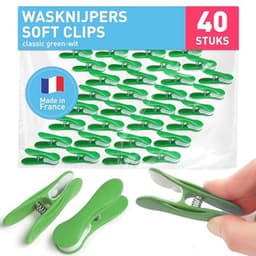 Premium wasknijpers soft clips - 40 stuks in groen-wit voor een duurzaam huishouden — thumbnail 1