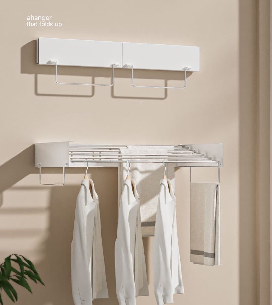 Uittrekbaar Wasrek – 120 cm – Wandmontage – Wit – 7.14 m Drooglengte — afbeelding 1
