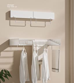 Uittrekbaar Wasrek – 120 cm – Wandmontage – Wit – 7.14 m Drooglengte — thumbnail 1