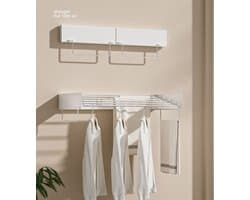 Uittrekbaar Wasrek – 120 cm – Wandmontage – Wit – 7.14 m Drooglengte
