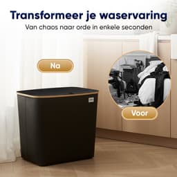DARI. - Wasmand 3 vakken - Wassorteerder - 205L XXL - met 3 uitneembare zakken - wasmand - zwart - knopen — thumbnail 4