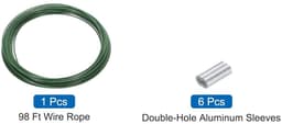 Allecta - Staalkabel 30 meter roestvrij staal 304 met vinyl coating en 6 aluminium hulzen voor wasrek optillen - Groen — thumbnail 4
